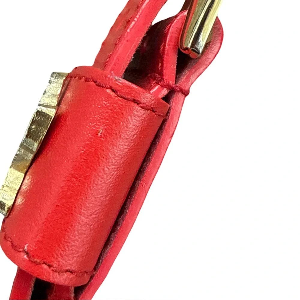 Vintage Dockers Coastal Red Leather Belt Gold Seashells M 28–32